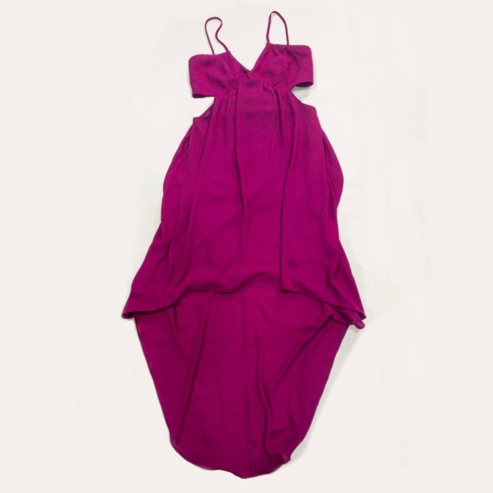 Express hot pink cut out high low flare dress